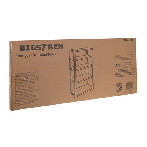 Metalreol 5 hylder 180x90x40 cm bærer 1000 kg – garagereol i pulverlakeret stål, 200 kg pr. hylde
