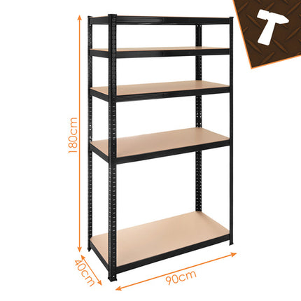 Metal hyldereol 5 hylder 180x90x40cm - max 1000kg kapacitet