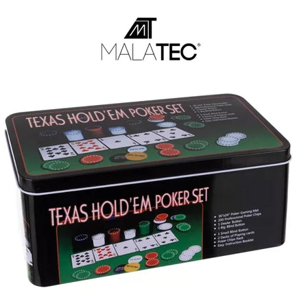 Komplet Poker Sæt med 200 Chips i Metalæske – Perfekt til Spilaftener