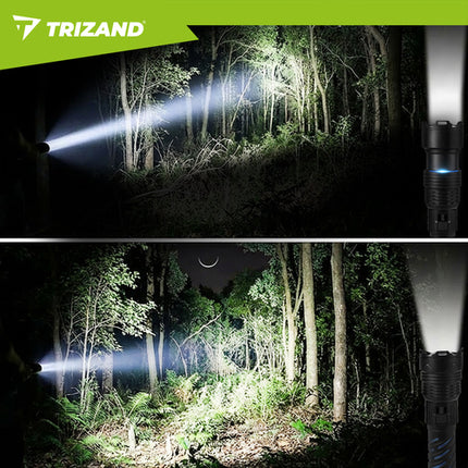 Taktisk LED lommelygte 1500 lumen med zoom og powerbank funktion