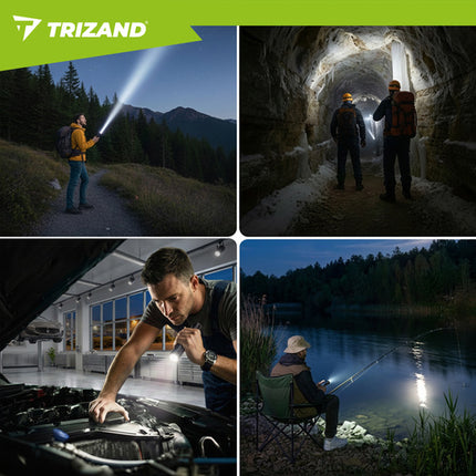 Taktisk LED lommelygte 1500 lumen med zoom og powerbank funktion