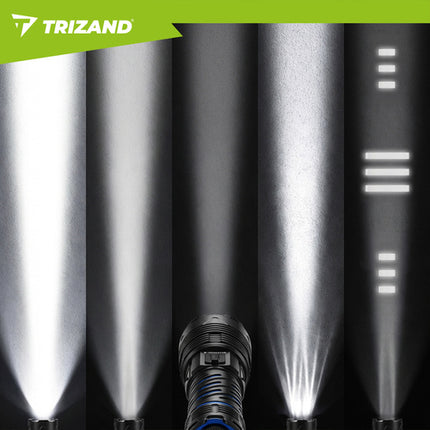 Taktisk LED lommelygte 1500 lumen med zoom og powerbank funktion
