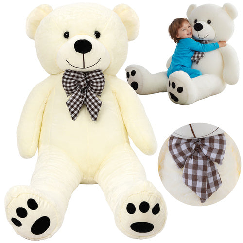 Kæmpe bamse 180 cm med sløjfe – blød teddybjørn med broderede detaljer og fleksibel krop, fra 0 år