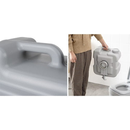 Bærbart campingtoilet med 20L affaldstank og 12L vandtank