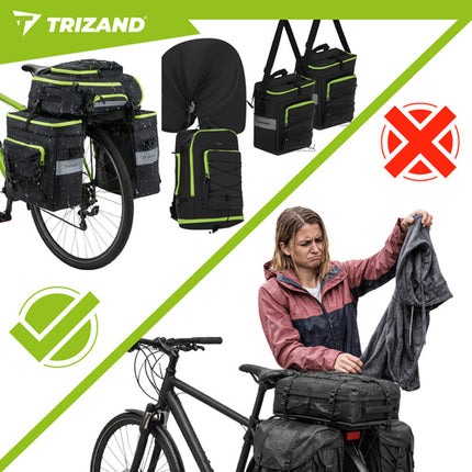 65L vandtæt cykelbagage 3-i-1 med sidetasker og rygsæk