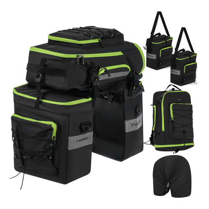 65L vandtæt cykelbagage 3-i-1 med sidetasker og rygsæk