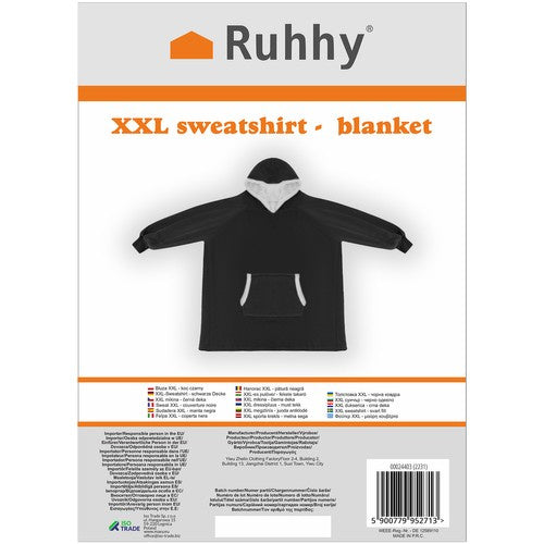BIG XXL Oversize Blanket Sweatshirt – Komfortabel og Varme i Sort