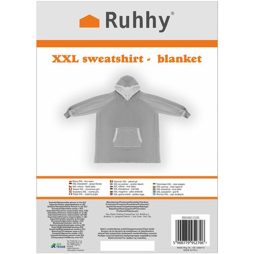 BIG XXL Oversize Blanket Sweatshirt i Grå – Komfortabel og Varme