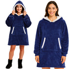 Oversize blanket sweatshirt med hætte og lomme i navy blå