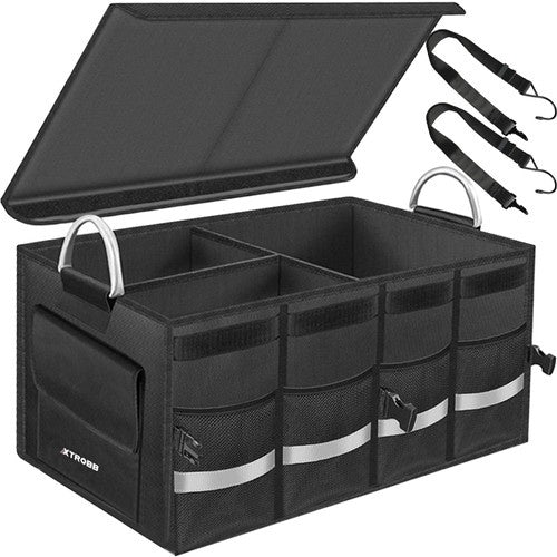 Bagagerumsorganizer 50 liter med låg – bilorganizer i Oxford 600D med stiv bund og velcrolukning
