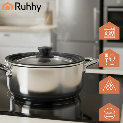 3-i-1 universallåg med silikonekant til gryder og pander