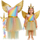 Unicorn kostume til børn med vinger og hovedbånd