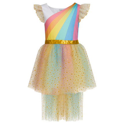 Unicorn kostume til børn med kjole, vinger og hovedbånd