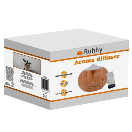 Ultralyd Luftfugter med Aromaterapi og LED Lys – Fjernbetjening og 3 Olier Inkluderet