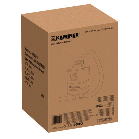 Effektiv aske støvsuger med blæsefunktion og 15L kapacitet