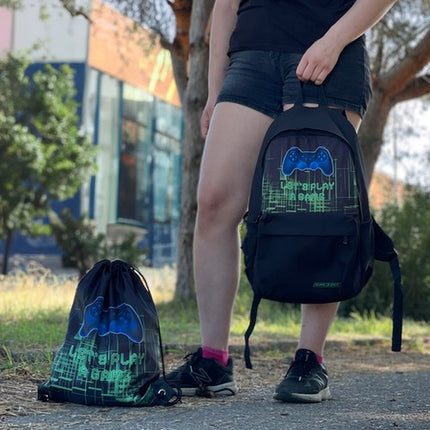 Gamer Rygsæk med Sko- og PE Taske – 22L Kapacitet og Ergonomisk Design