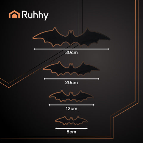 3D flagermus dekoration - 56 stk. til Halloween og fest