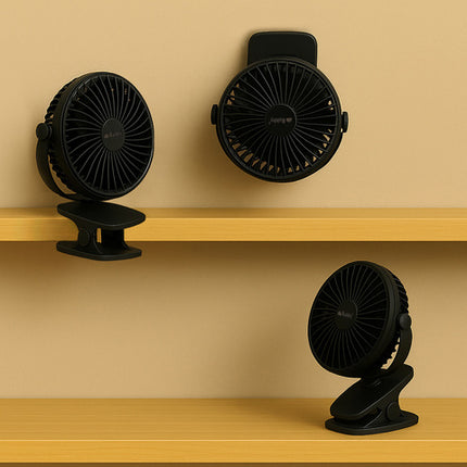 Trådlig bordventilator med klips og 360° justering