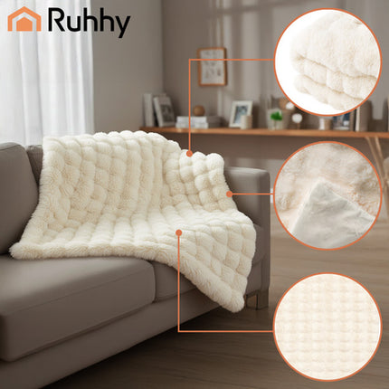 Ruhhy 160x100 cm hvid plaid - blød og holdbar