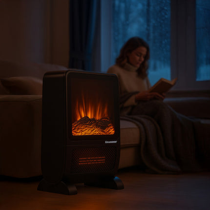 Blazeo 2000W elektrisk varmeblæser med flammeeffekt