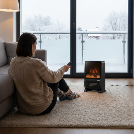 Blazeo 2000W elektrisk varmeblæser med flammeeffekt