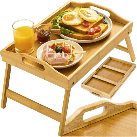 Foldbart Bambus Morgenbord til Seng – Ideelt til Laptop og Morgenmad