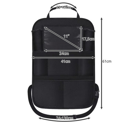 Praktisk bilsædeorganisator med 10 lommer og tablet-holder