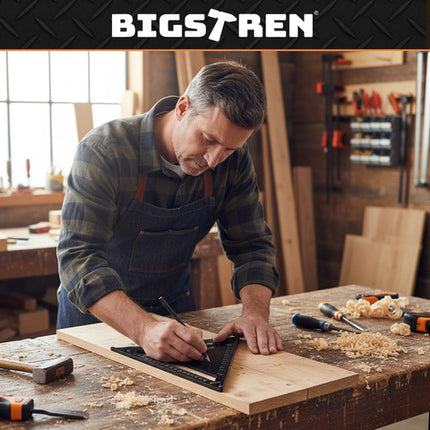 Aluminiumsvinkel 30x30cm med 5 blyanter til præcise målinger