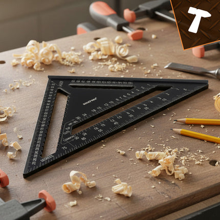 Aluminiumsvinkel 30x30cm med 5 blyanter til præcise målinger