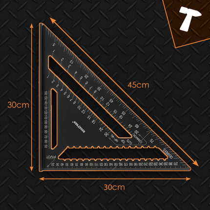 Aluminiumsvinkel 30x30cm med 5 blyanter til præcise målinger