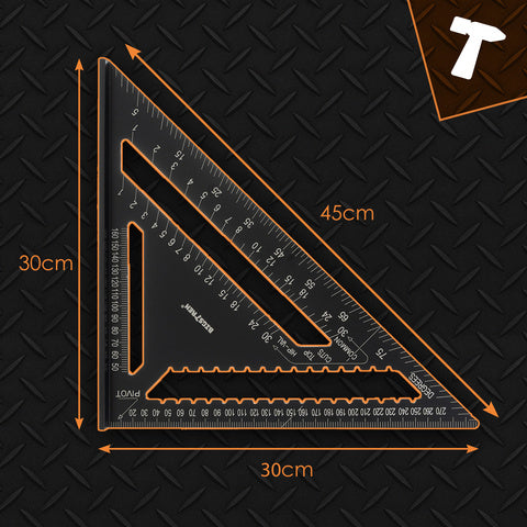Aluminiumsvinkel 30x30cm med 5 blyanter til præcise målinger