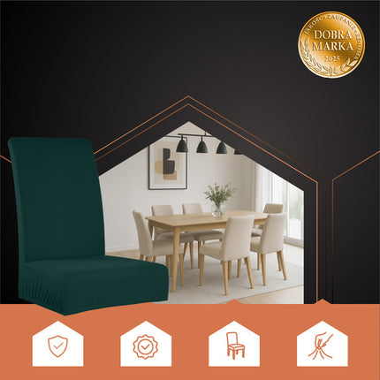 Stolbetræk sæt - 6 stk. i flaskegrøn med elastik