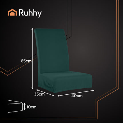 Stolbetræk sæt - 6 stk. i flaskegrøn med elastik