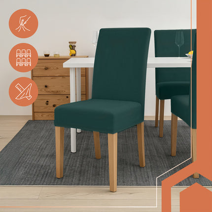 Stolbetræk sæt - 6 stk. i flaskegrøn med elastik