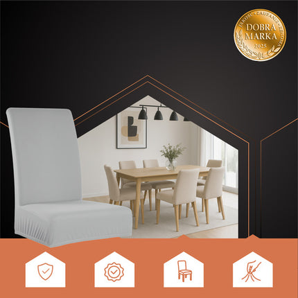 Stolbetræk sæt - 6 stk. lysegrå, elastiske og bløde