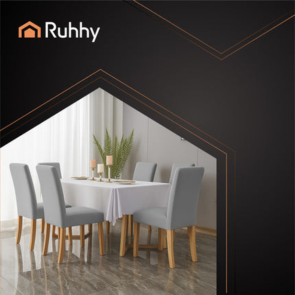 Stolbetræk sæt - 6 stk. lysegrå, elastiske og bløde