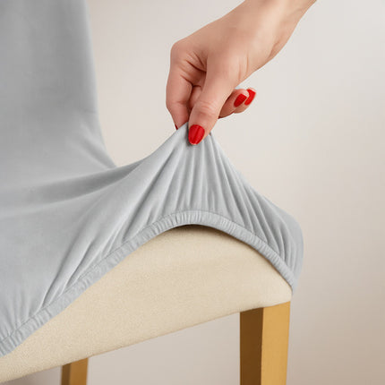 Stolbetræk sæt - 6 stk. lysegrå, elastiske og bløde