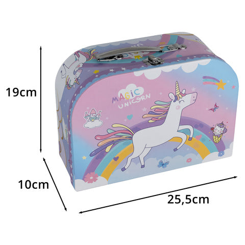 Børns tesæt i kuffert med søde sager og tilbehør