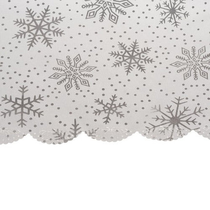 Juledug i Hvid med Snefnug - 260 x 140 cm til Festlige Anledninger