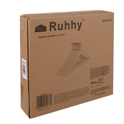 10 Stk. Træbøjler – Elegant og Holdbar Opbevaring til Dit Tøj