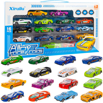 Farverige metalbiler i sæt med 16 stk. til børn