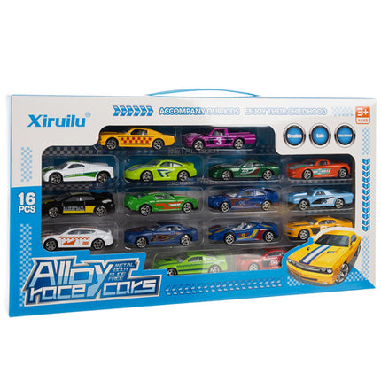 Farverige metalbiler i sæt med 16 stk. til børn