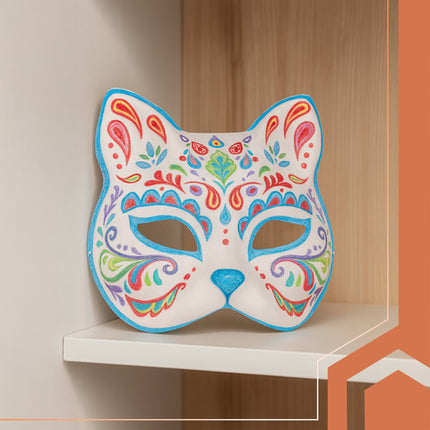 DIY katteansigt masker - Sæt med 10 kreative masker