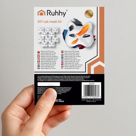 DIY katteansigt masker - Sæt med 10 kreative masker
