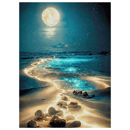 Diamond broderi sæt med strandmotiv 40x30 cm
