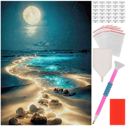 Diamond broderi sæt med strandmotiv 40x30 cm
