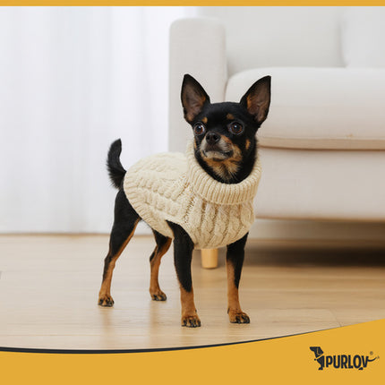 Beige hunde- og kattejakke i størrelse S med turtleneck