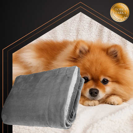 Dobbelt-sidet tæppe 150x200cm i mørkegrå med blødhed og varme