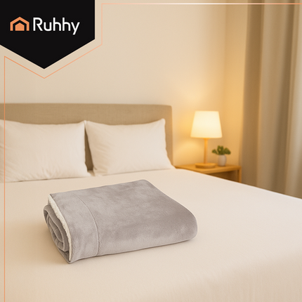 Dobbelt-sidet tæppe 150x200cm i lys grå med blødhed og stil