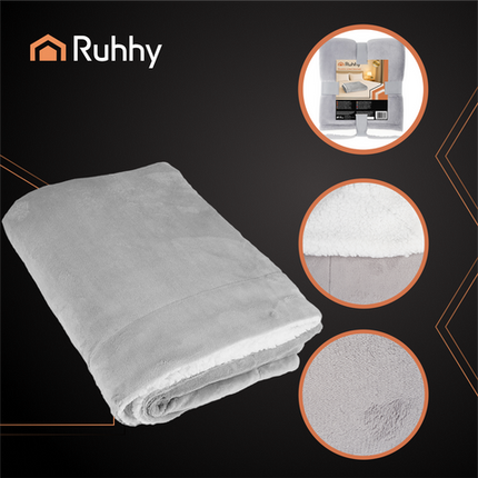 Dobbelt-sidet tæppe 150x200cm i lys grå med blødhed og stil